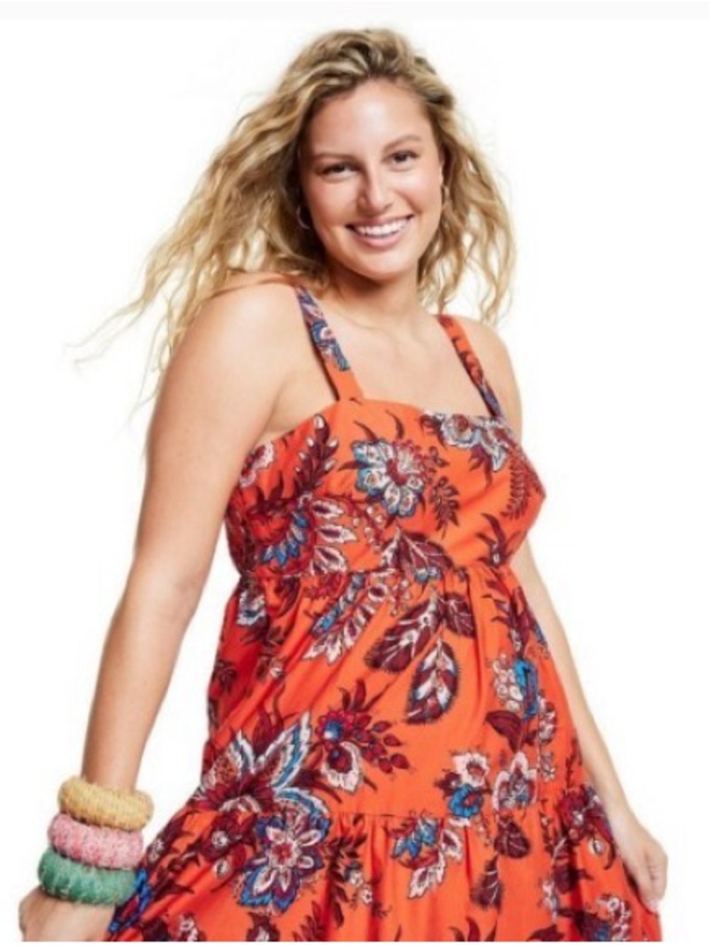 RHODE x Target Women's Large Leafy Floral Print Tiered Midi Dress: Size XL